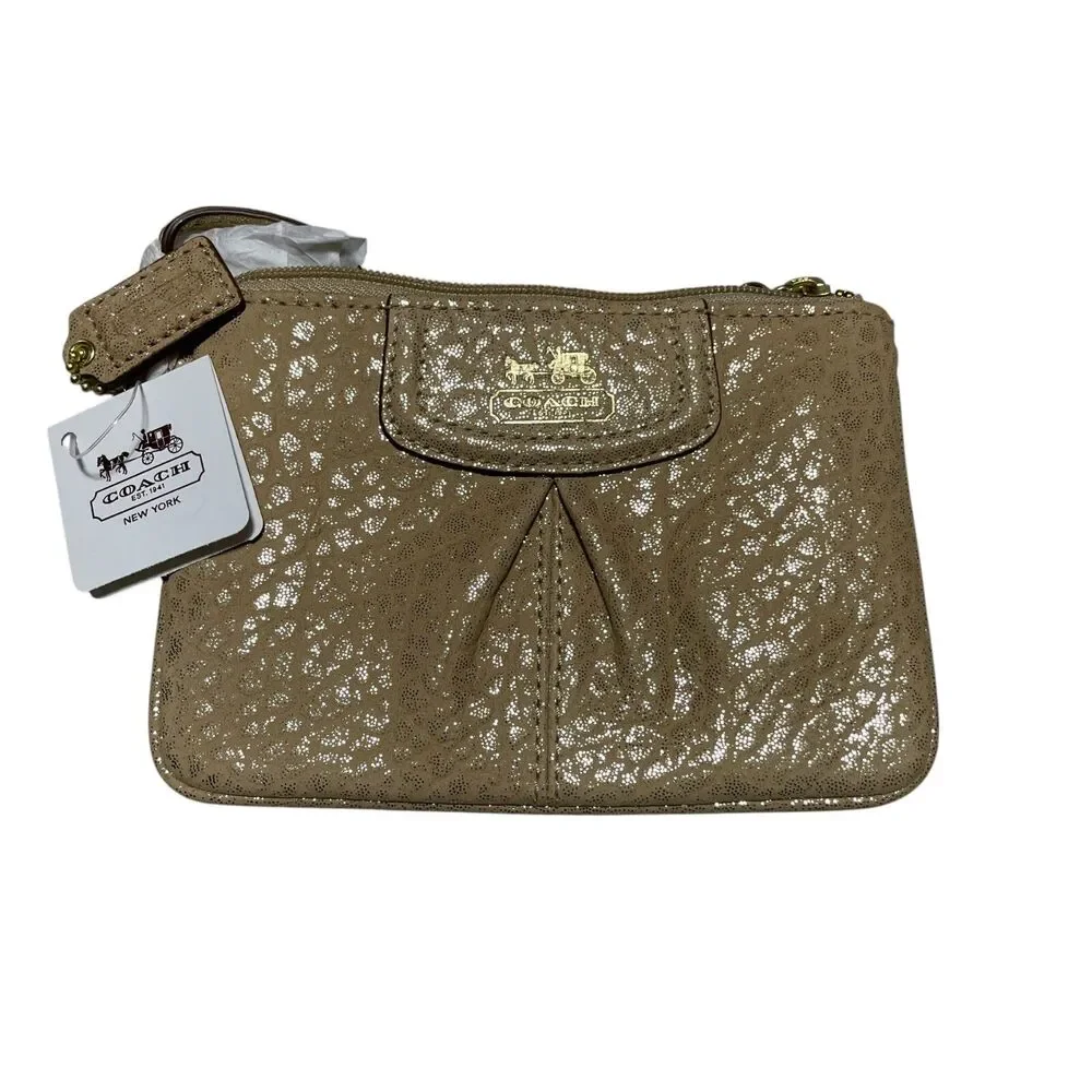 Coach Madison NEW w/ Tags Embossed‎ Metallic Leather Small Wristlet 6 x 4